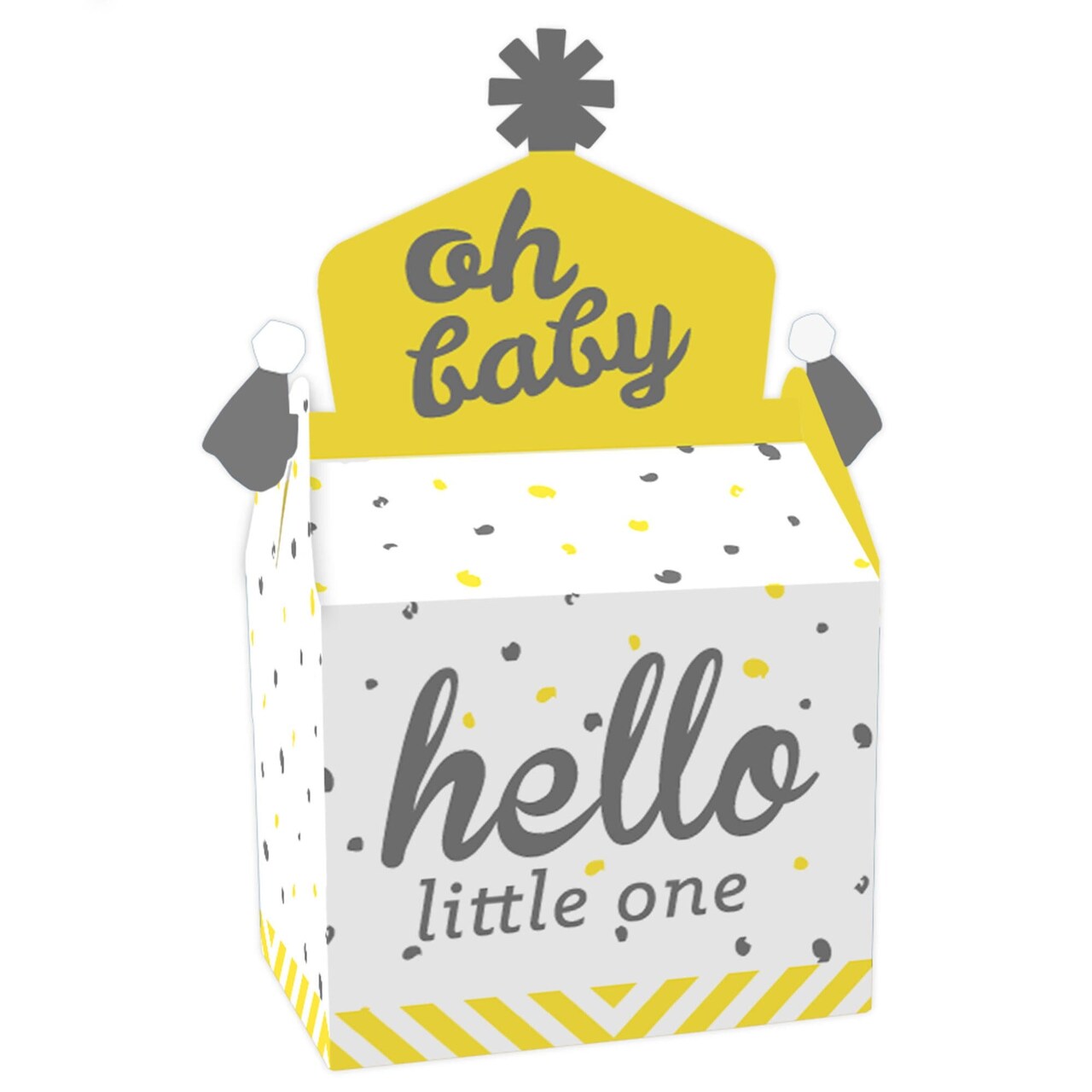 Big Dot of Happiness Hello Little One - Yellow and Gray - Treat Box Party Favors - Neutral Baby Shower Goodie Gable Boxes - Set of 12